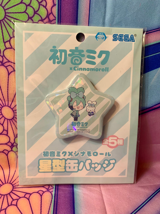 Hatsune Miku x Cinnamoroll Badge - Sega Piapro x Sanrio - New (A)