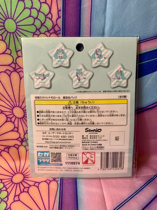 Hatsune Miku x Cinnamoroll Badge - Sega Piapro x Sanrio - New (A)
