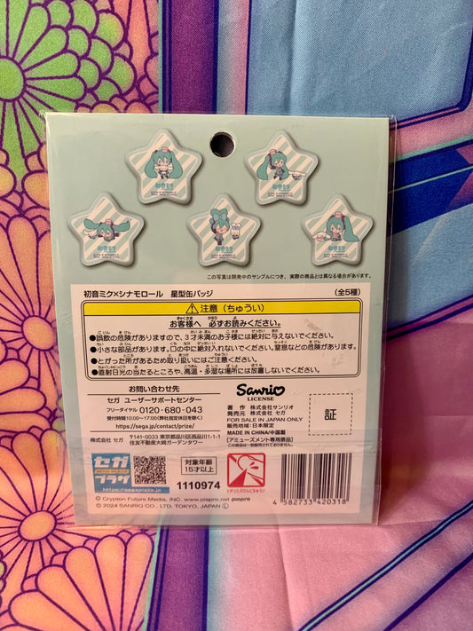 Hatsune Miku x Cinnamoroll Badge - Sega Piapro x Sanrio - New (B)