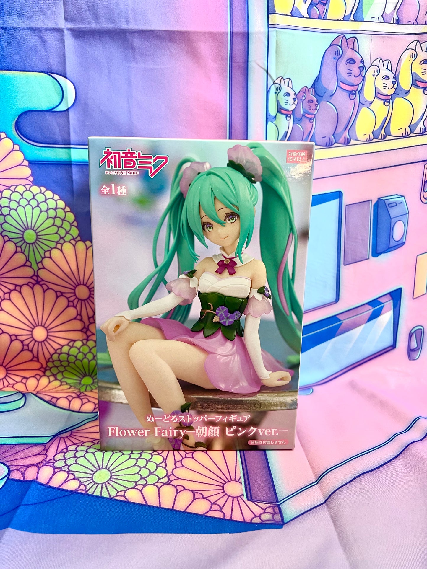 Figurine Hatsune Miku - Flower Fairy - Noodle Stopper Figure - Asagao, Pink ver. - FuRyu - 14cm - Neuve
