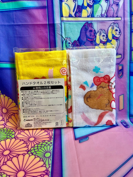 Lot 2 Hand Towel - Hello Kitty Mogu Mogu Chicken - Sanrio - Atari Kuji 17