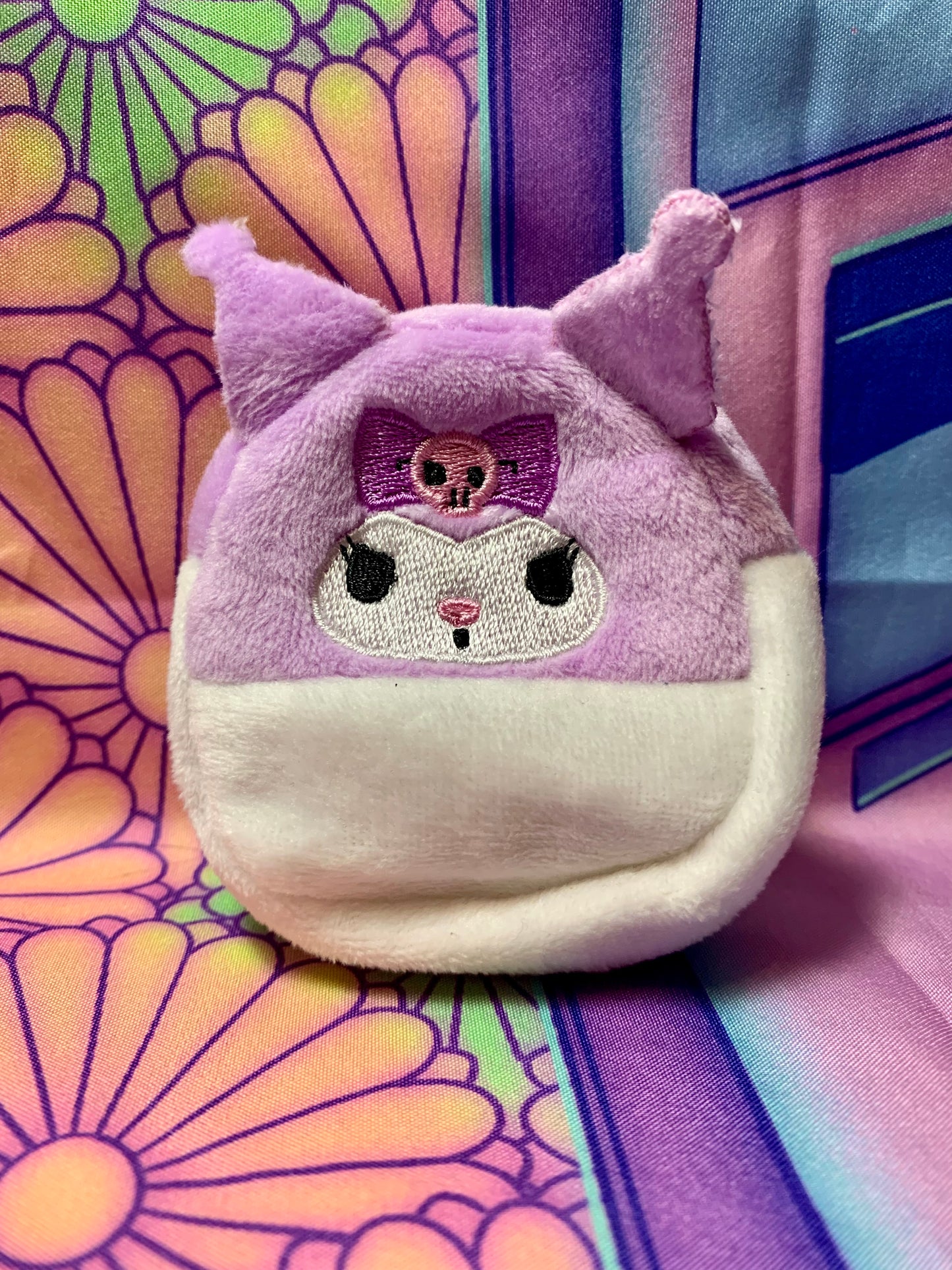 Peluche Porte monnaie / plush Wallet - Kuromi - Sanrio - 8cm - Neuve