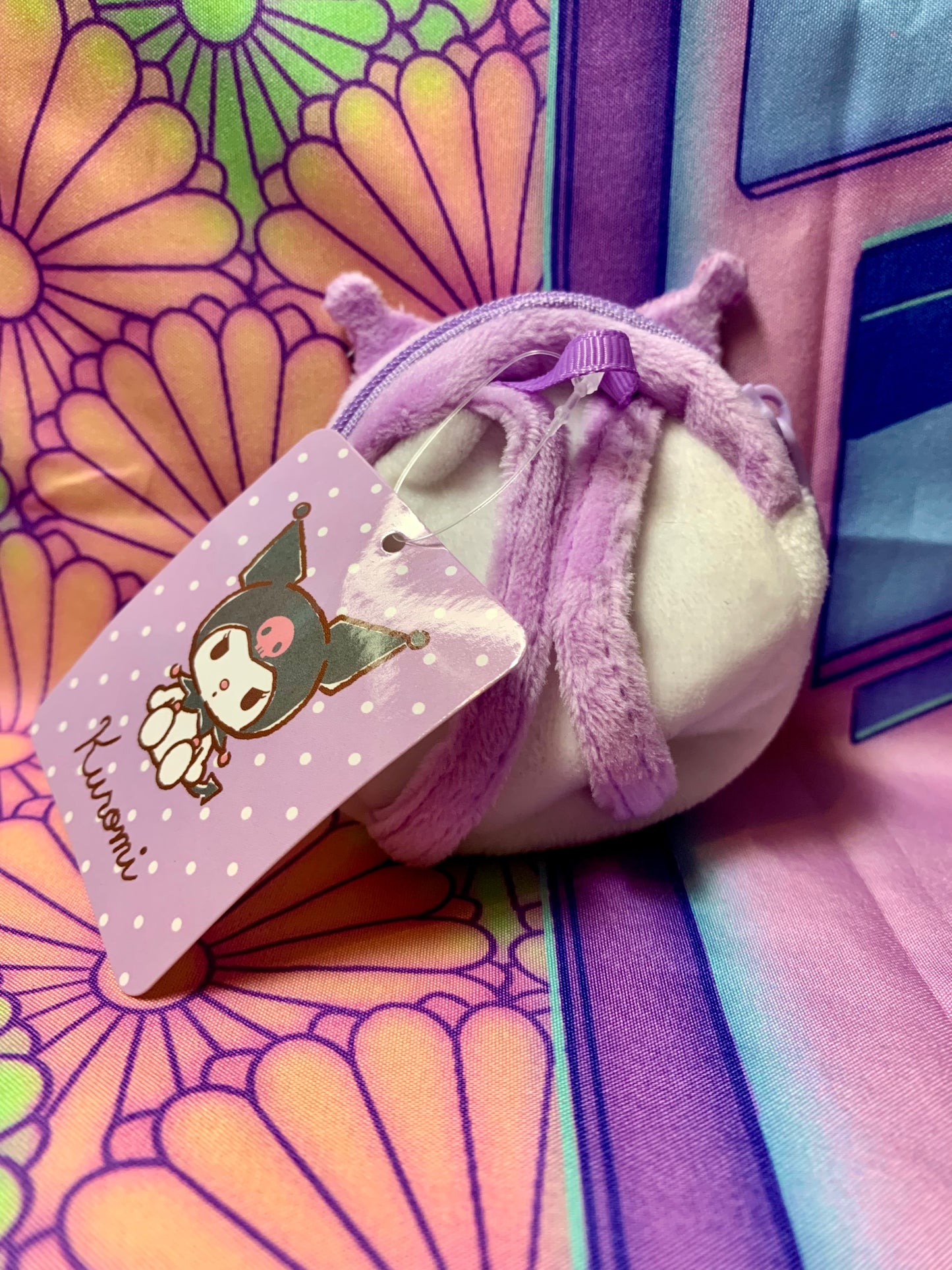 Peluche Porte monnaie / plush Wallet - Kuromi - Sanrio - 8cm - Neuve