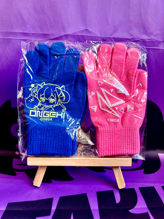 Gants - Chunithm & Ongeki - Bleu & Rose - Officiels - Taille Unique (lot de 2 Paires)